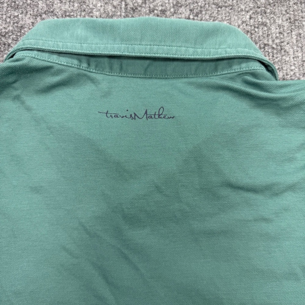 TravisMathew Mens Medium Green Short Sleeve Performance Golf Polo Shirt - Picture 4 of 8